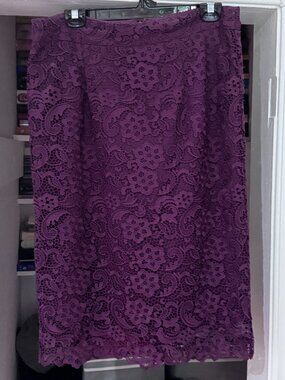 💜✨  Long Tall Sally Purple Lace Midi Skirt | Elegant Feminine Statement Piece💜